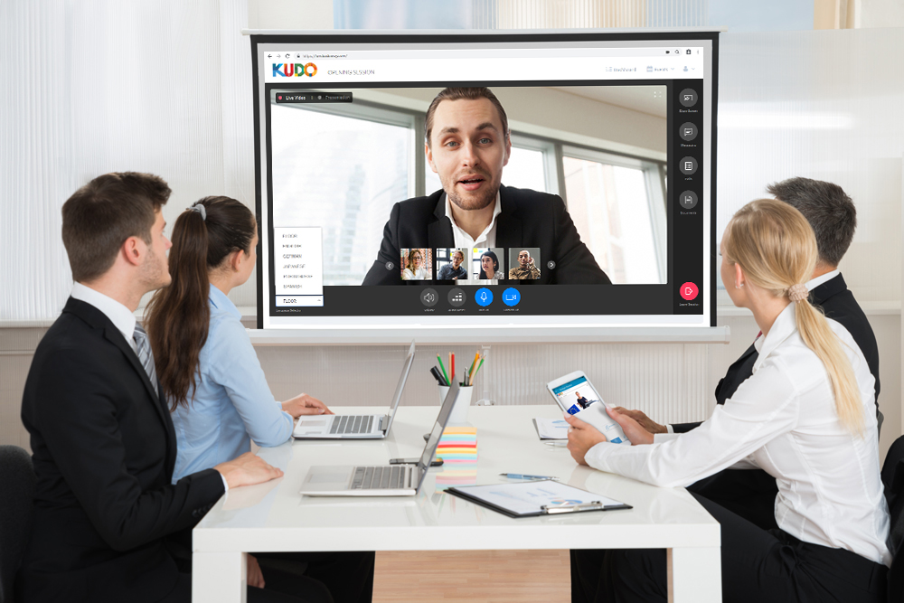 Businesspeople Attending Video Conference